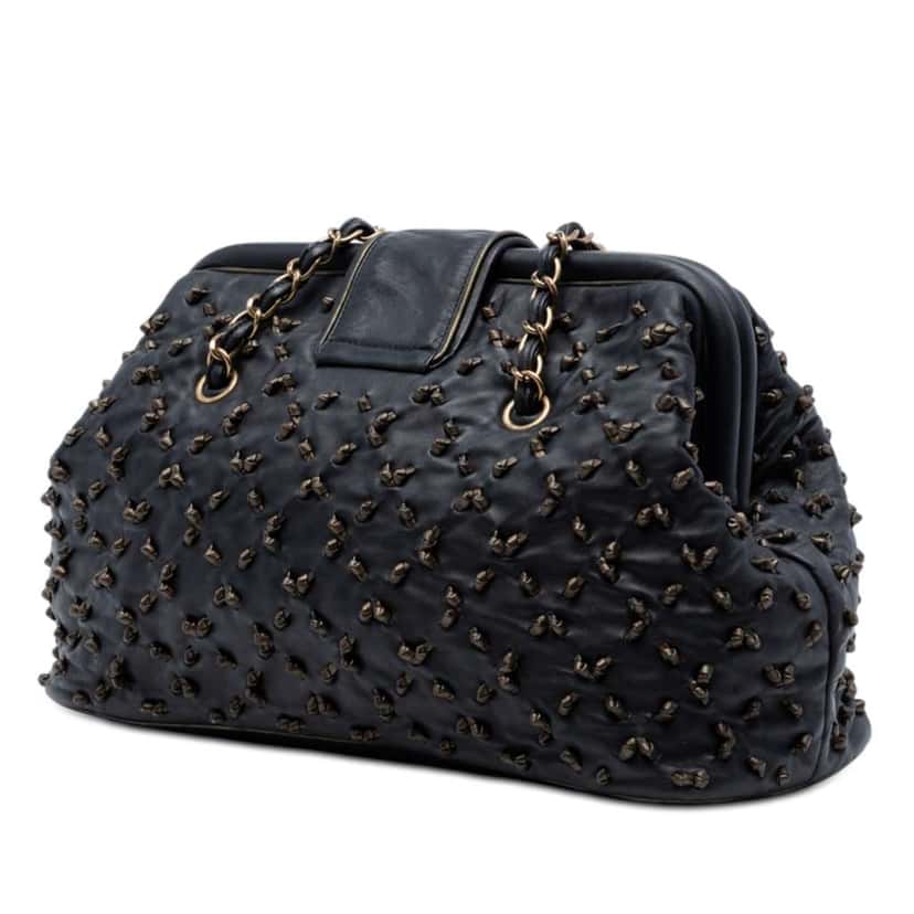 Chanel CC Lambskin Chic Knot Chain Shoulder Bag Black Leather Very good condition - Back View