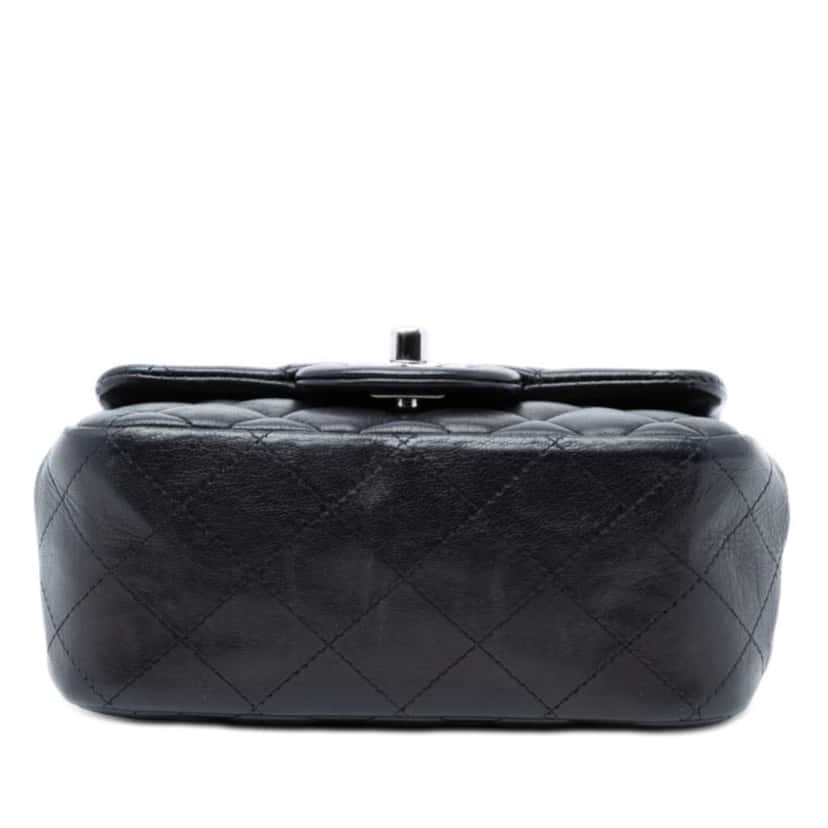 Chanel Mini Square Classic Lambskin Single Flap Black Leather Very good condition - Inside View