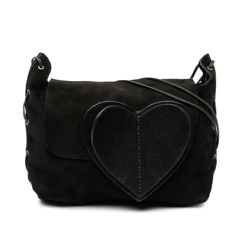 Gucci Suede Heart Crossbody Black Leather Very good condition - Front View