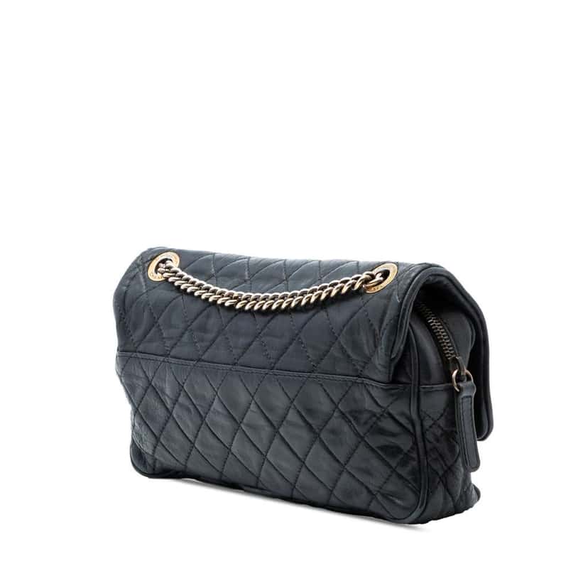 Chanel Small Quilted Iridescent Calfskin Shiva Flap Black Leather Very good condition - Back View