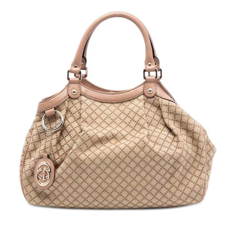 Gucci Medium Diamante Canvas Sukey Tote Beige Very good condition - Front View