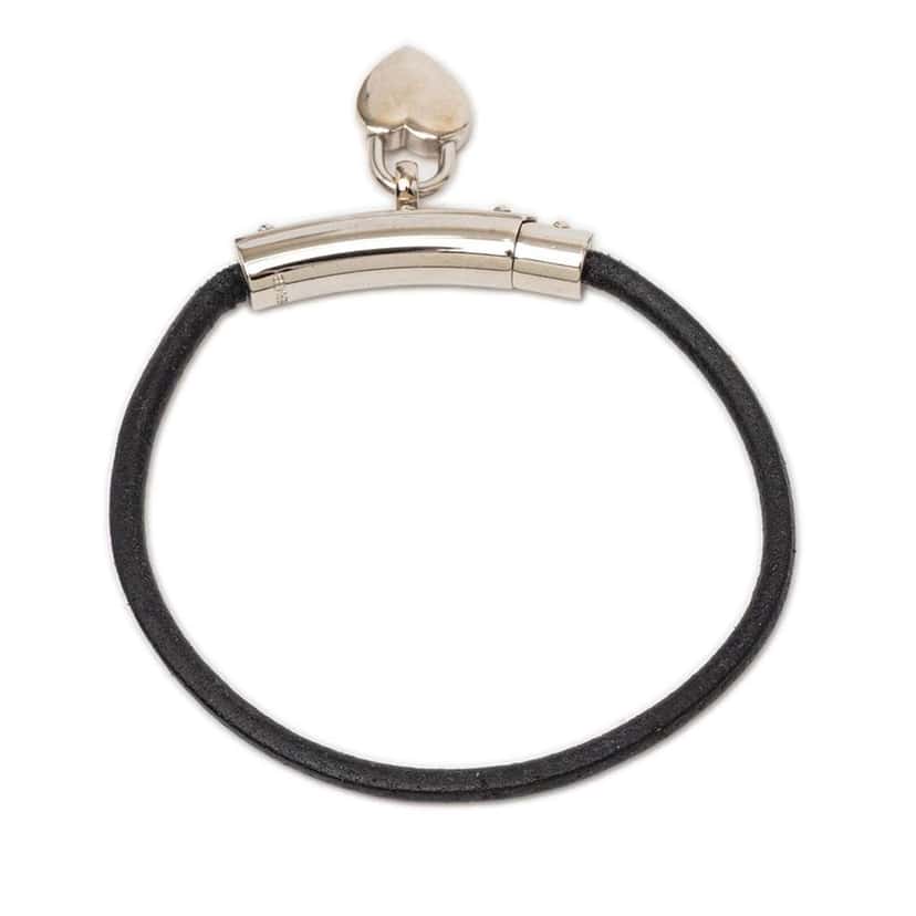 Hermès Leather Cadena Heart Charm Bracelet Black Leather Very good condition - Inside View