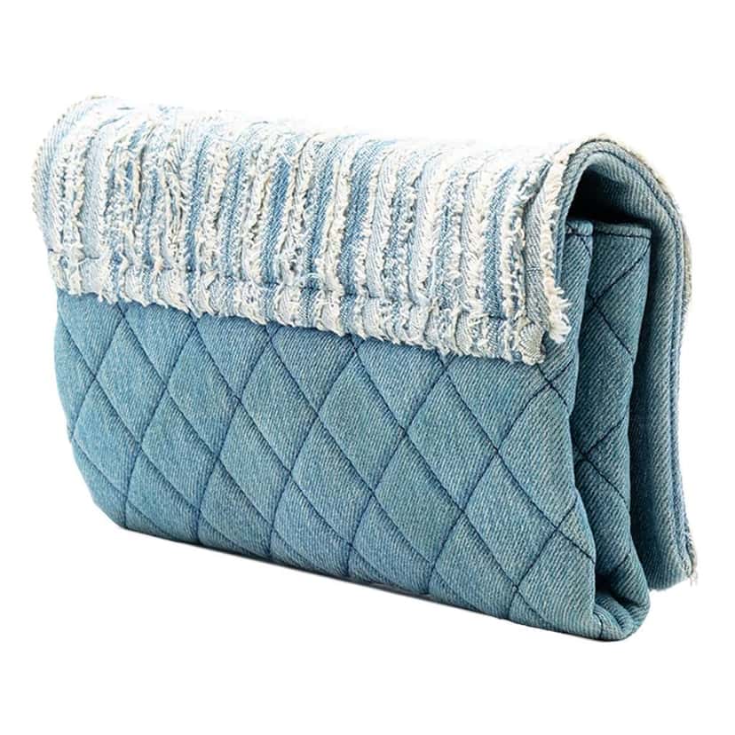 Chanel CC Denim Fringe Single Flap Blue Denim Very good condition - Back View