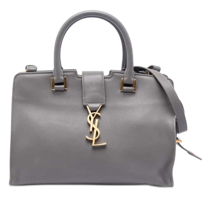 Saint Laurent Baby Leather Monogram Downtown Cabas Satchel Grey Leather Very good condition - Front View