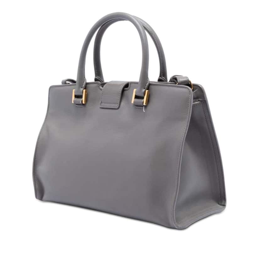 Saint Laurent Baby Leather Monogram Downtown Cabas Satchel Grey Leather Very good condition - Back View