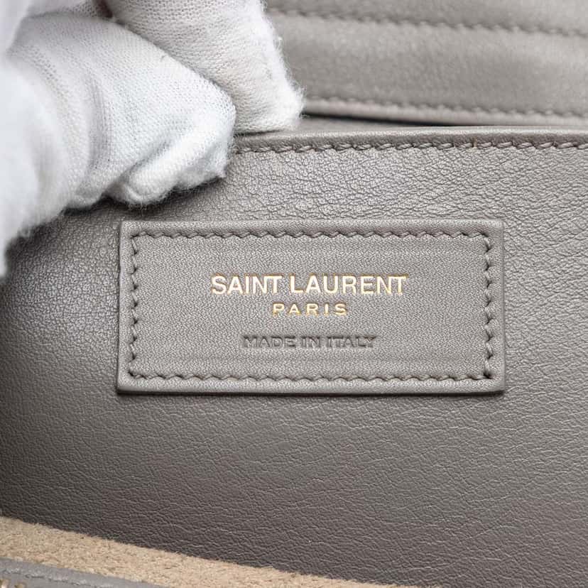 Saint Laurent Baby Leather Monogram Downtown Cabas Satchel Grey Leather Very good condition - Box View