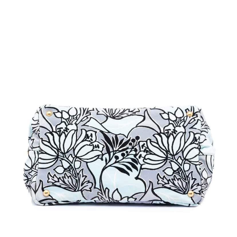 Prada Medium Floral Printed Canvas Canapa Satchel Blue Canvas Very good condition - Inside View