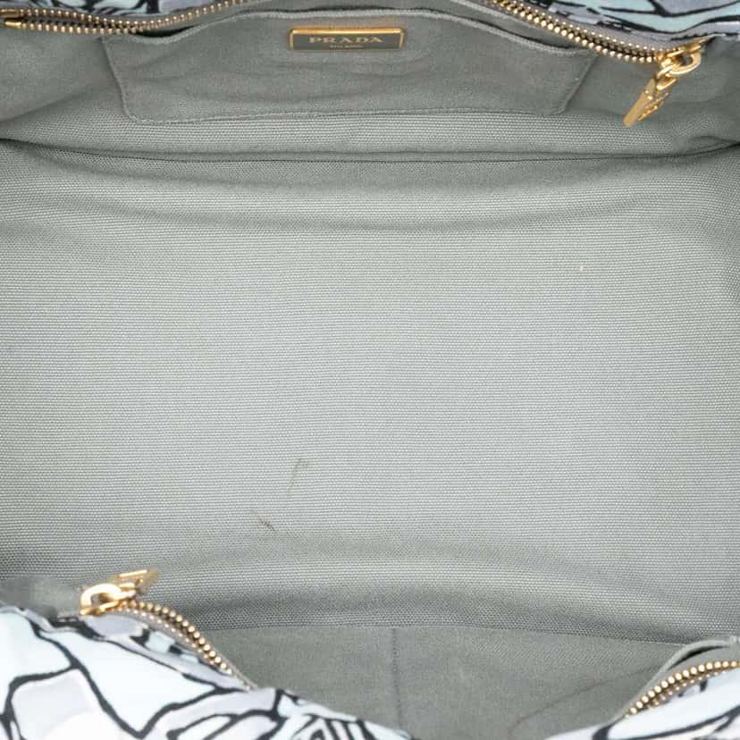 Prada Medium Floral Printed Canvas Canapa Satchel Blue Canvas Very good condition - Model View