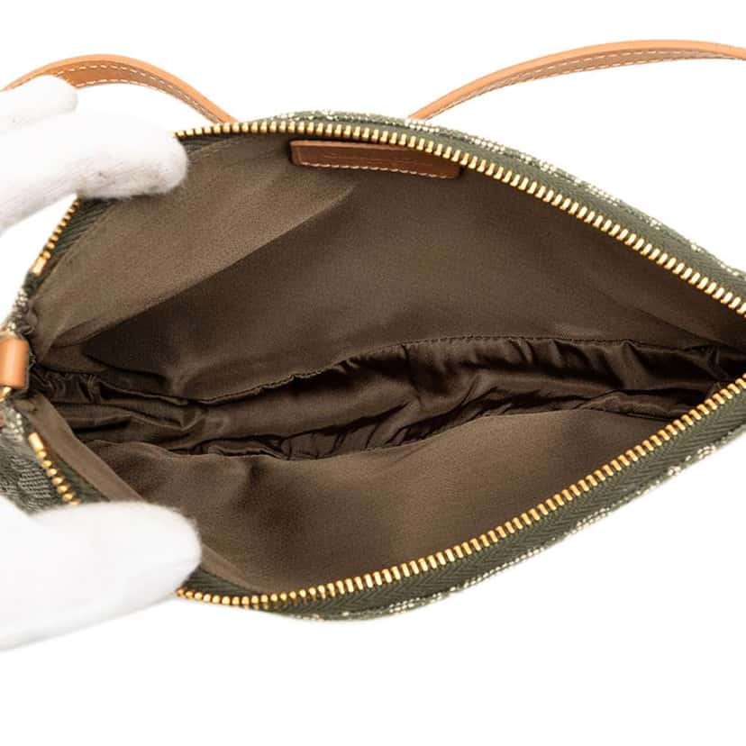 Dior Mini Diorissimo Canvas Saddle Pochette Green Canvas Very good condition - Model View