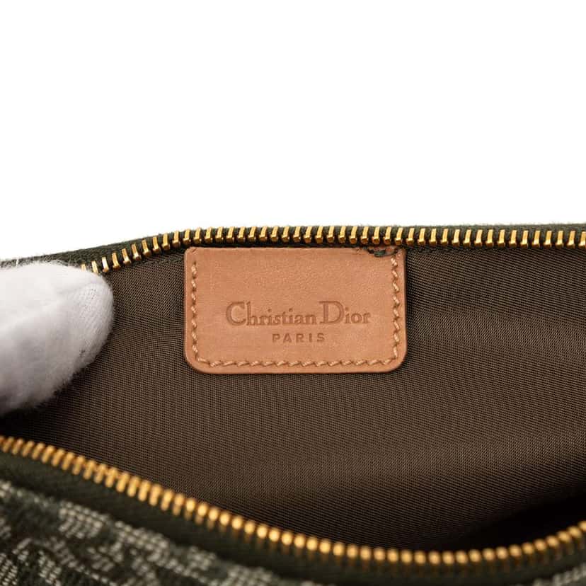 Dior Mini Diorissimo Canvas Saddle Pochette Green Canvas Very good condition - Box View