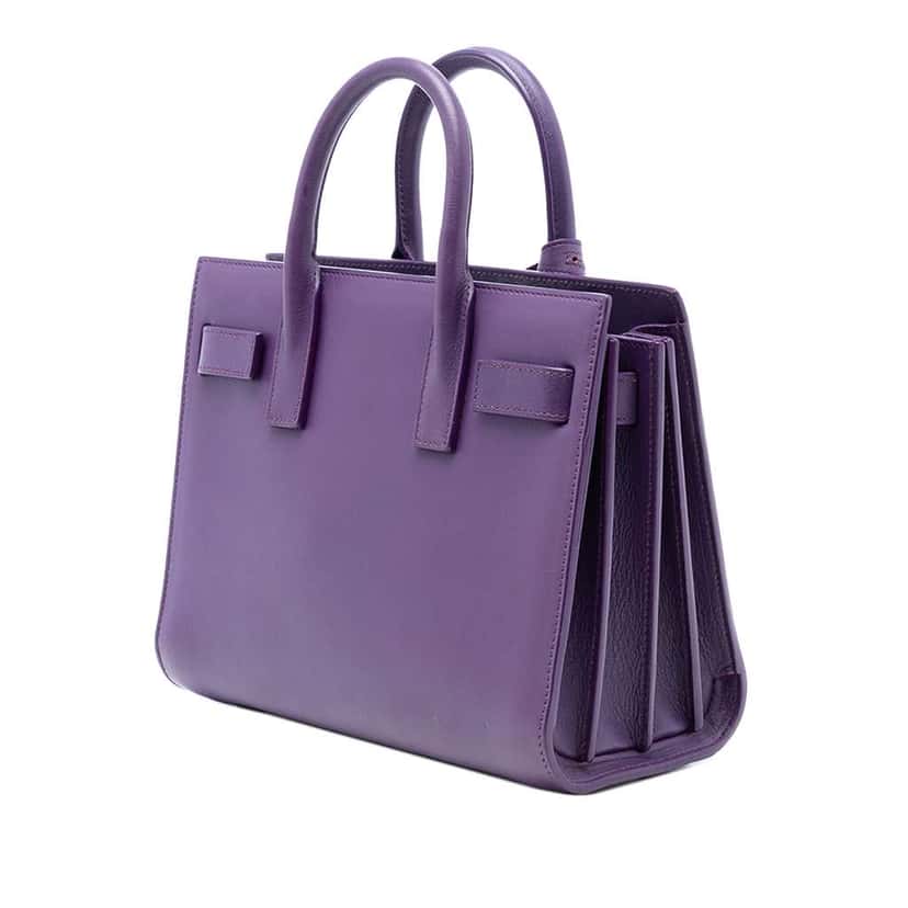 Saint Laurent Nano Leather Sac de Jour Satchel Purple Leather Very good condition - Back View
