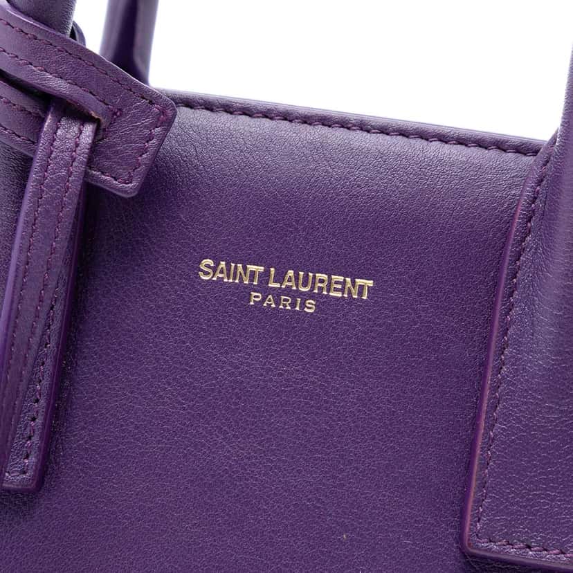 Saint Laurent Nano Leather Sac de Jour Satchel Purple Leather Very good condition - Box View