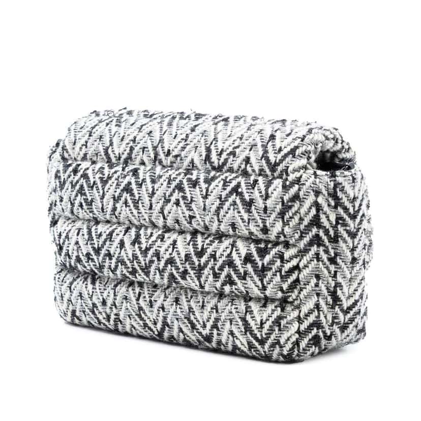Chanel CC Herringbone Tweed Flap Black Tweed Very good condition - Back View