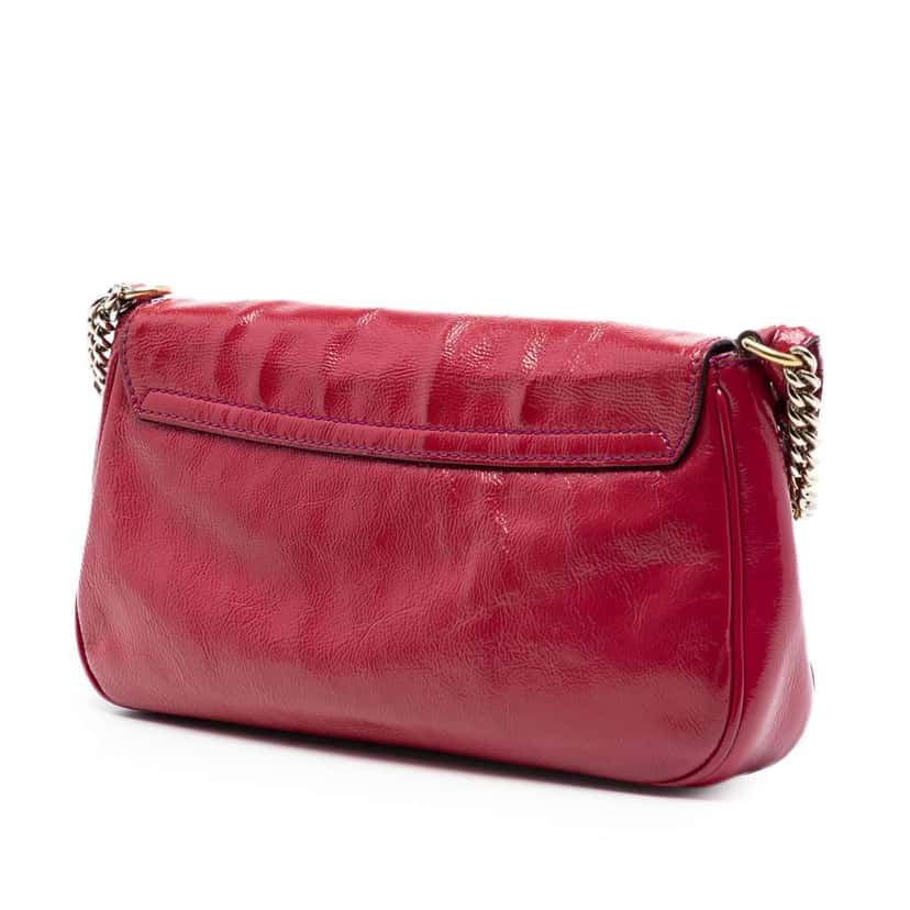 Gucci Medium Patent Soho Chain Flap Crossbody Pink Leather Very good condition - Back View
