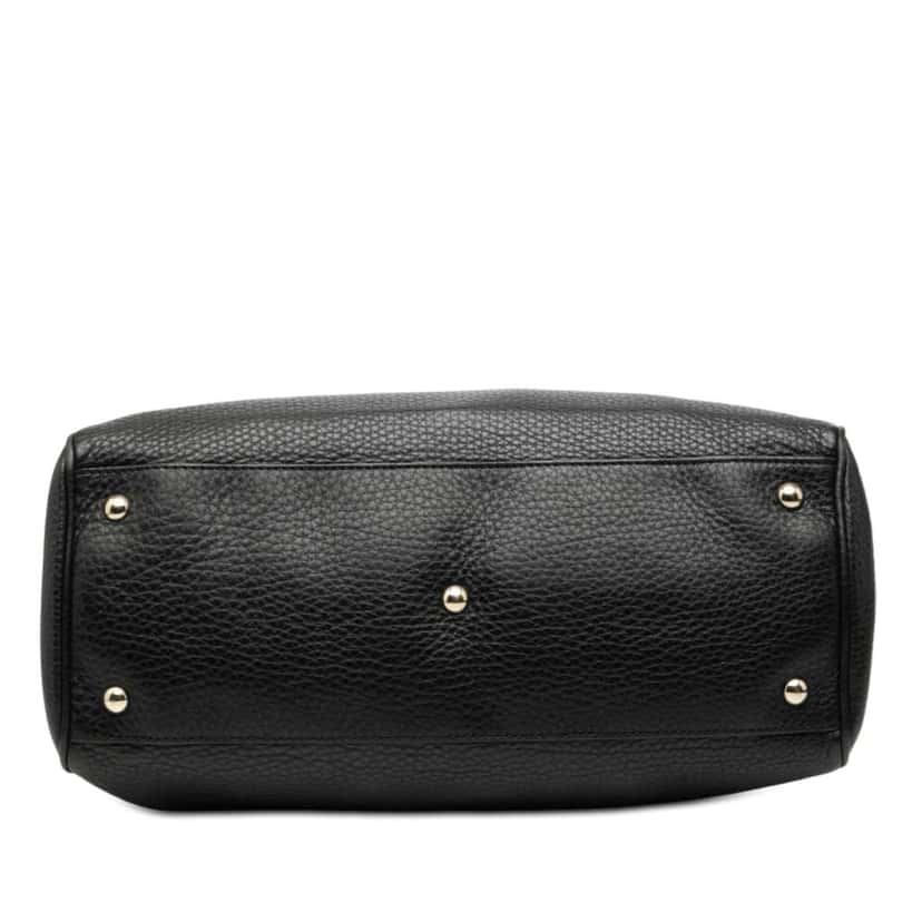 Gucci Medium Calfskin Bamboo Shopper Satchel Black Leather Good condition - Inside View