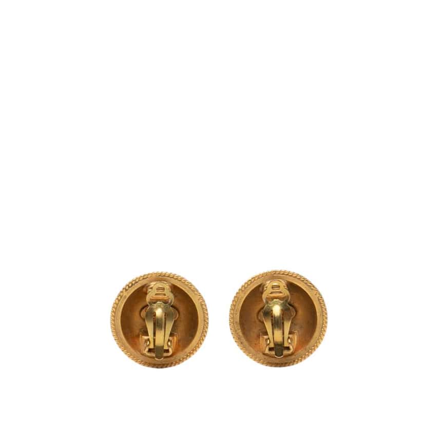 Chanel Gold Plated CC Button Clip on Earrings Gold Metal Very good condition - Back View