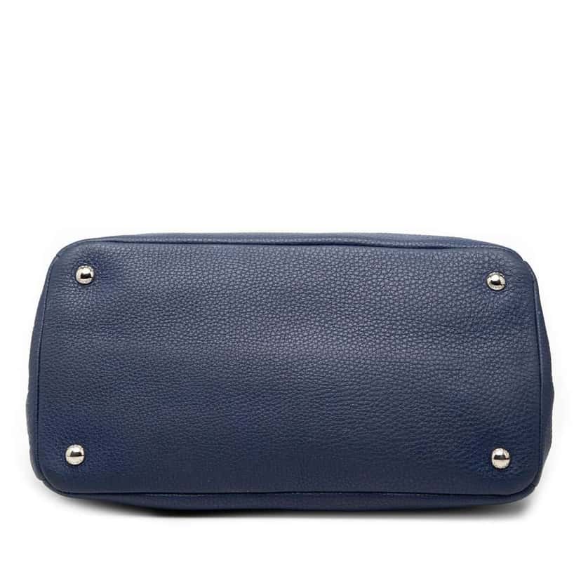 Prada Vitello Daino Zip Top Satchel Blue Leather Very good condition - Inside View