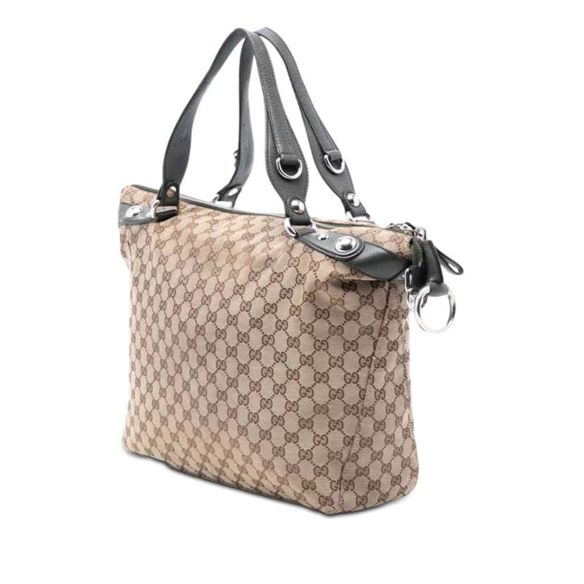 Gucci Large GG Canvas Icon Bit Satchel Beige Canvas Very good condition - Back View