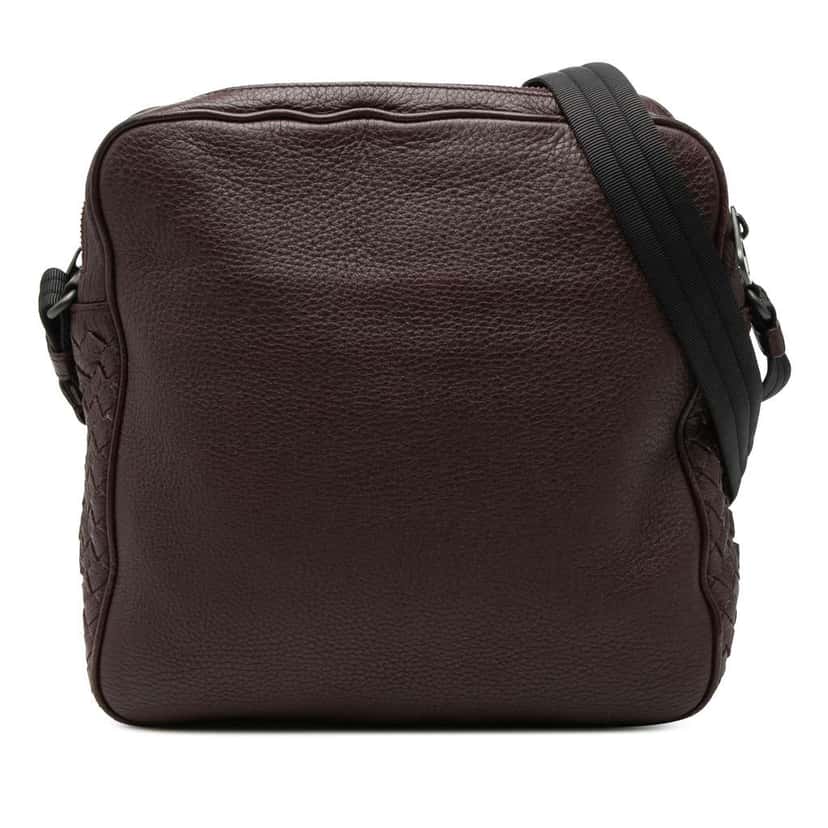 Bottega Veneta Intrecciato Trimmed Nappa Messenger Bag Brown Leather Very good condition - Front View