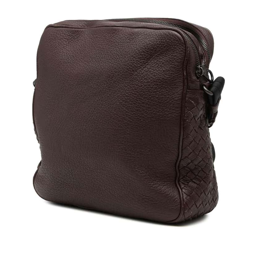 Bottega Veneta Intrecciato Trimmed Nappa Messenger Bag Brown Leather Very good condition - Back View
