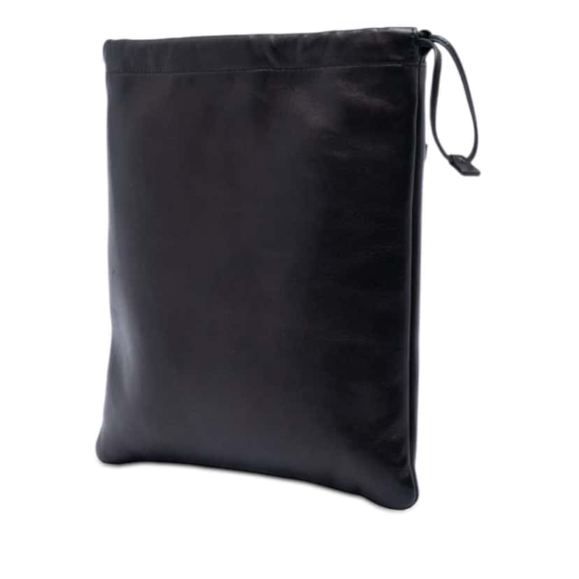 Prada Embroidered Leather Drawstring Pouch Black Leather Very good condition - Back View