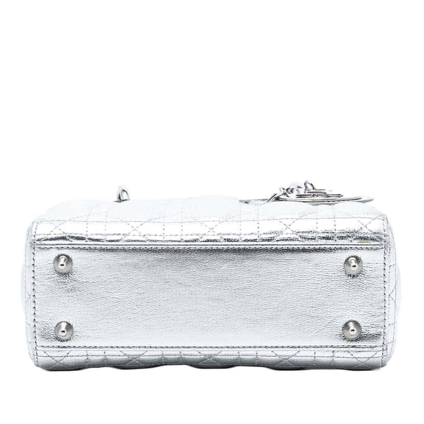 Dior Small Metallic Grained Calfskin Cannage My ABCDior Lady Dior Silver Leather Very good condition - Inside View