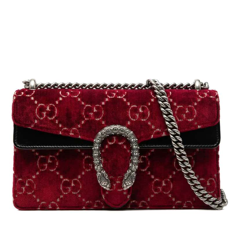 Gucci Medium GG Velvet Dionysus Crossbody Red Velvet Very good condition - Front View