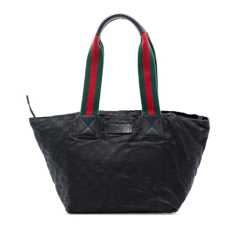 Gucci GG Canvas Web Tote Black Canvas Very good condition - Front View