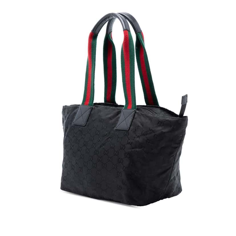 Gucci GG Canvas Web Tote Black Canvas Very good condition - Back View