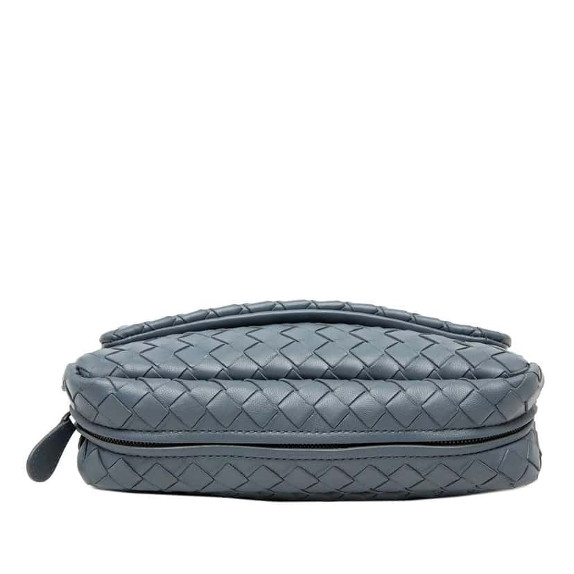 Bottega Veneta Mini Nappa Intrecciato Expandable Chain Flap Crossbody Blue Leather Very good condition - Inside View