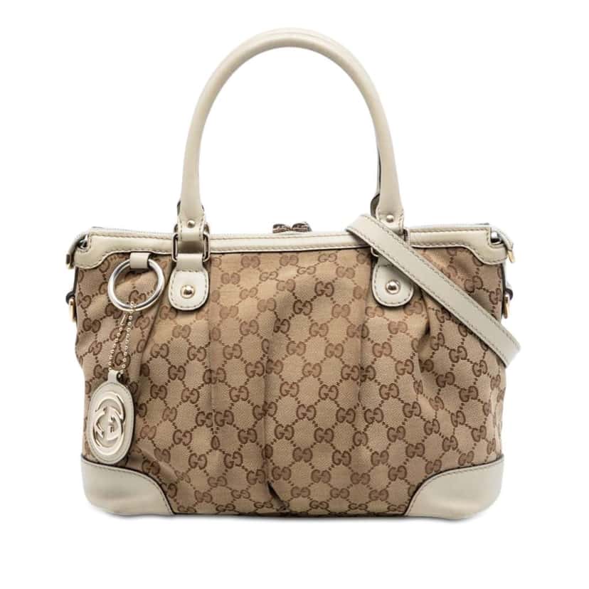 Gucci GG Canvas Sukey Satchel Beige Canvas Very good condition - Front View