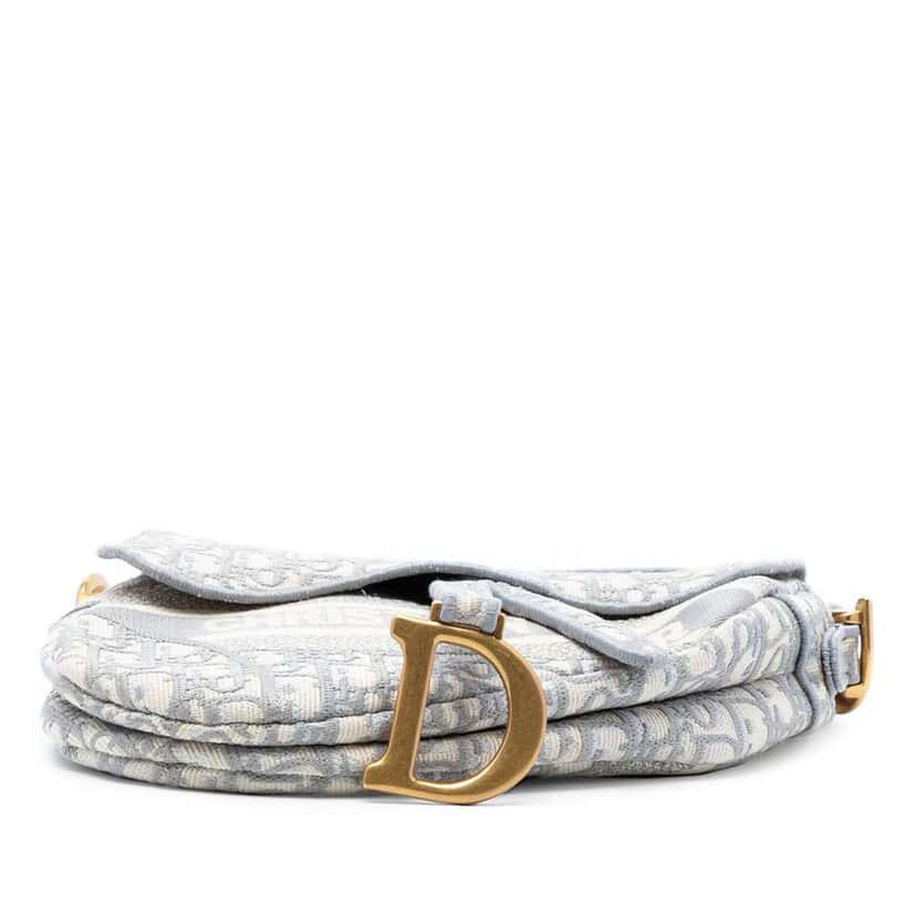 Dior Oblique Embroidered Canvas Saddle Bag Grey Canvas Very good condition - Inside View