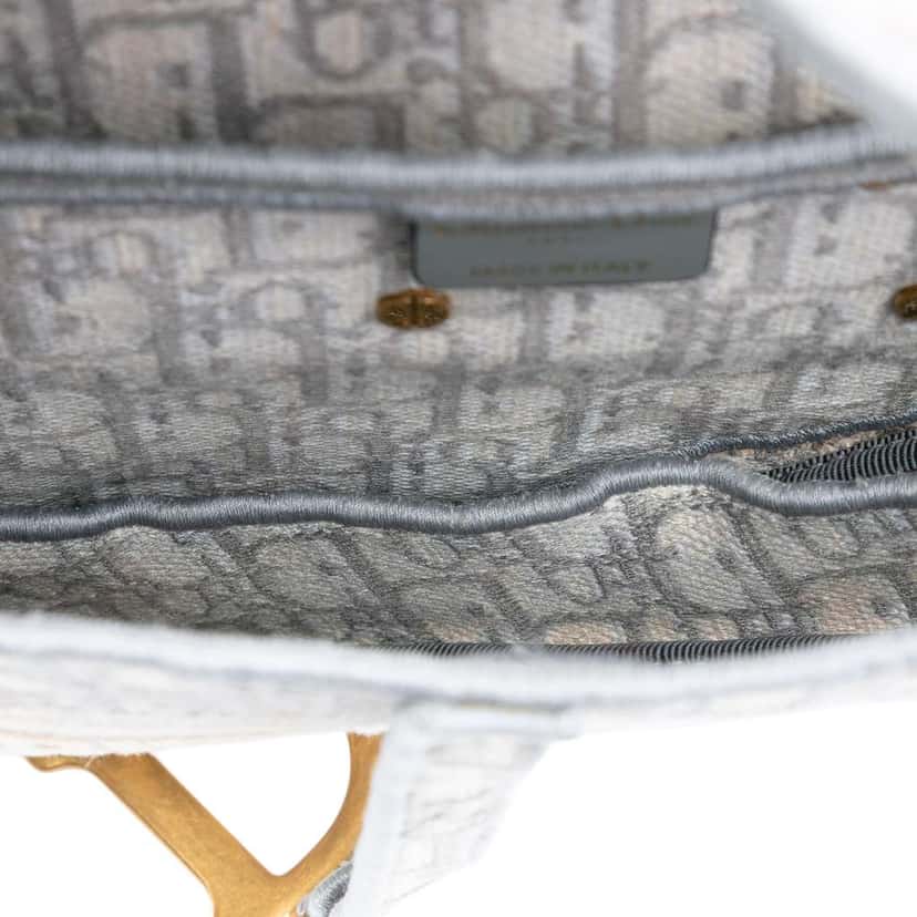 Dior Oblique Embroidered Canvas Saddle Bag Grey Canvas Very good condition - Model View