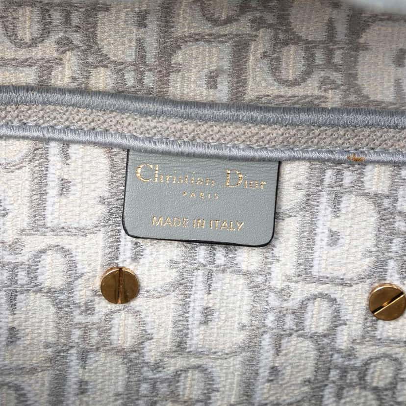 Dior Oblique Embroidered Canvas Saddle Bag Grey Canvas Very good condition - Box View