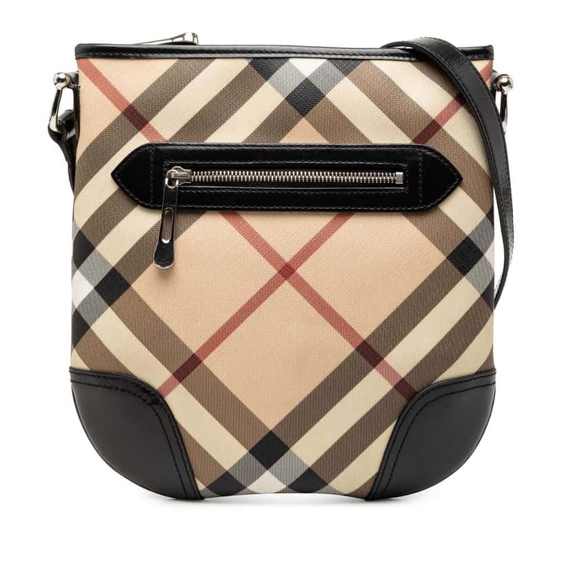 Burberry Supernova Check Coated Canvas Dryden Crossbody Beige Very good condition - Front View