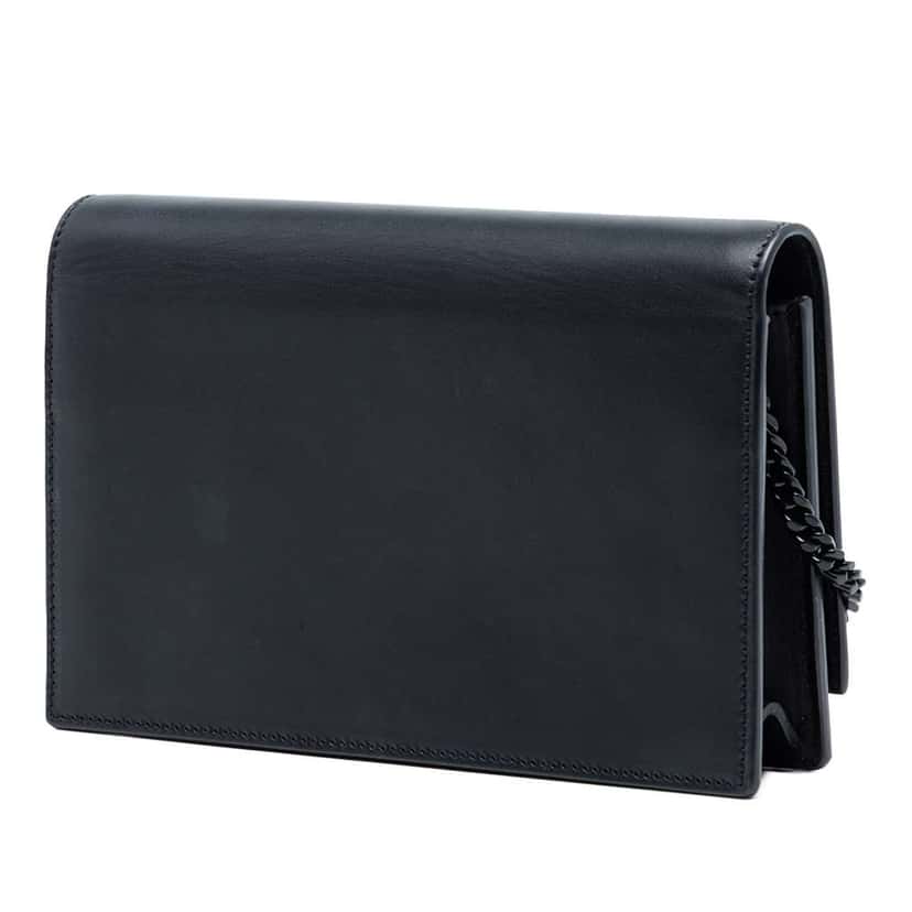 Saint Laurent Calfskin Cloud Star Applique Classic Monogram Kate Tassel Wallet on Chain Black Leather Very good condition - Back View