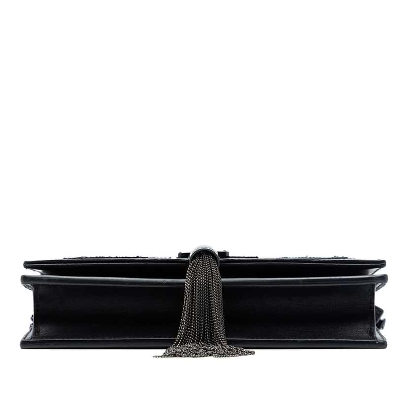 Saint Laurent Calfskin Cloud Star Applique Classic Monogram Kate Tassel Wallet on Chain Black Leather Very good condition - Inside View