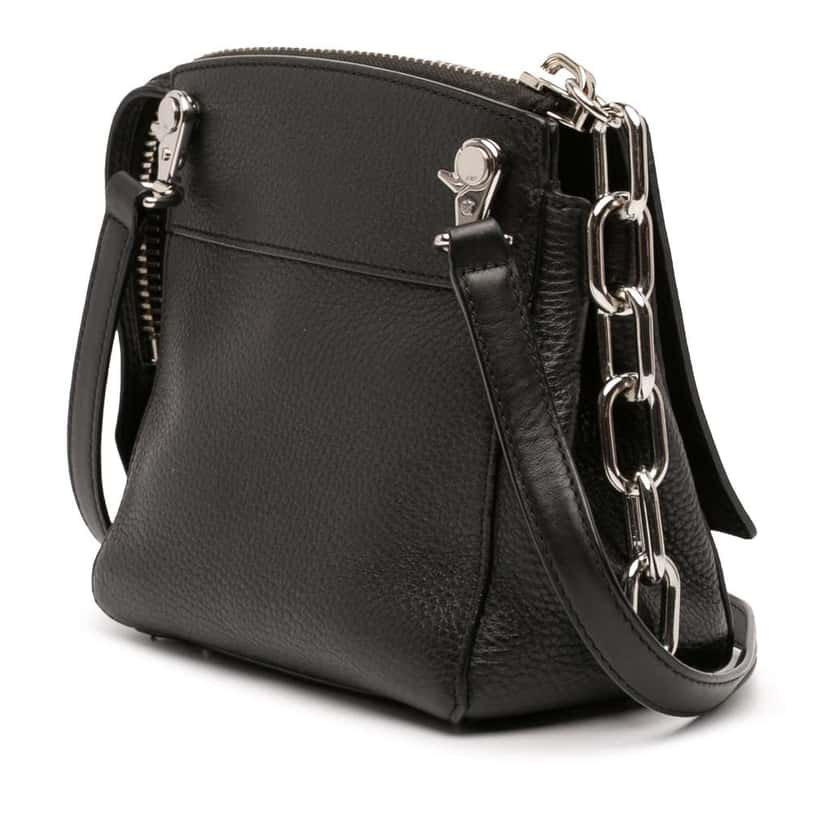 Alexander Wang Pebbled Calfskin and Suede Attica Flap Marion Crossbody Black Leather Very good condition - Back View