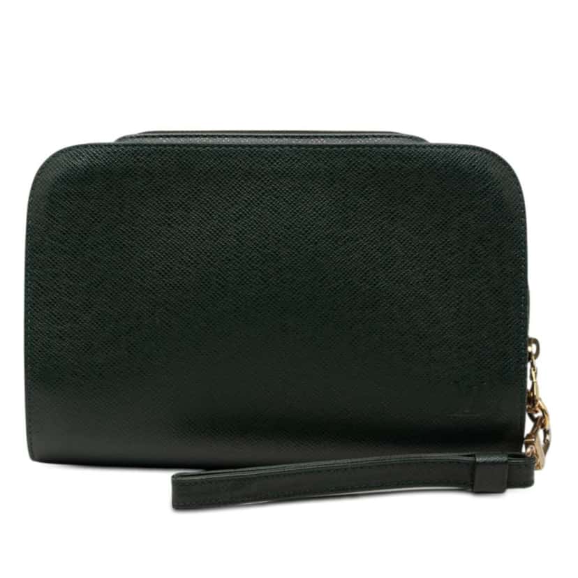 Louis Vuitton Taiga Pochette Baikal Green Leather Good condition - Front View