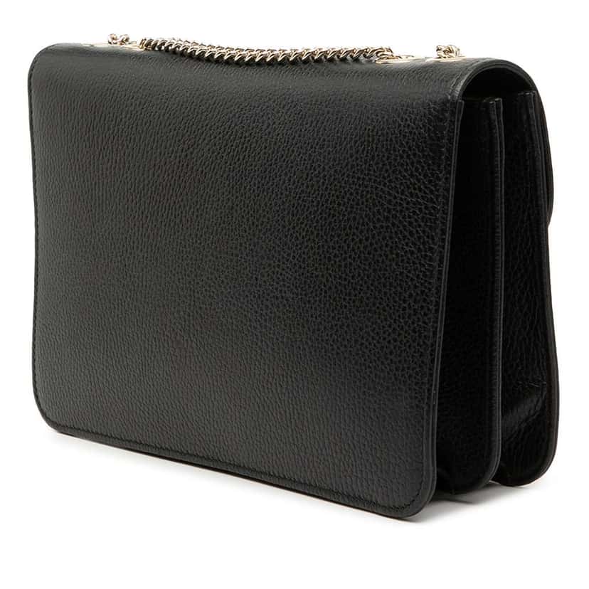 Gucci Medium Dollar Calfskin Interlocking G Crossbody Black Leather Very good condition - Back View