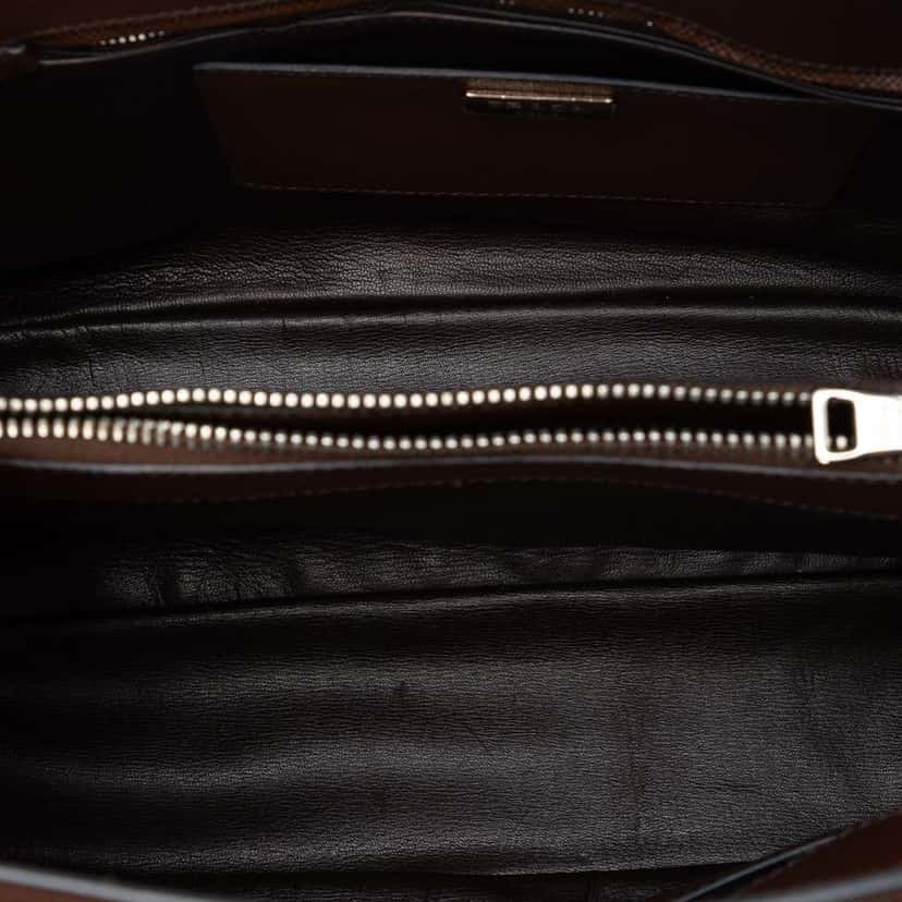 Prada Saffiano Cuir Turnlock Twin Satchel Brown Leather Very good condition - Model View