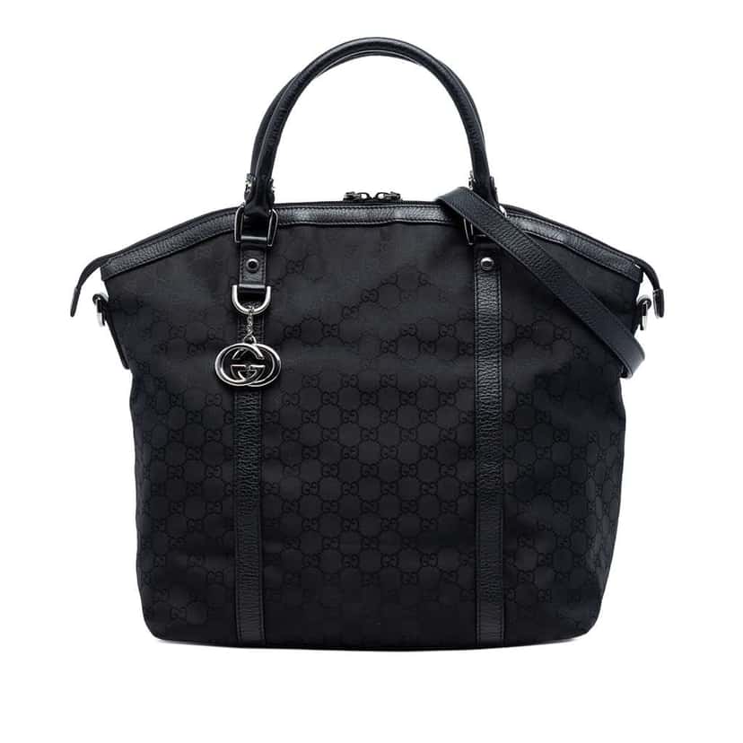 Gucci Large GG Canvas Charm Dome Satchel Black Canvas Very good condition - Front View