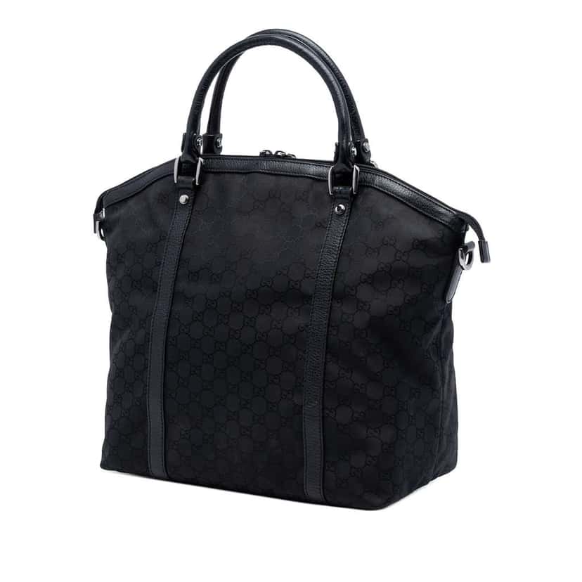 Gucci Large GG Canvas Charm Dome Satchel Black Canvas Very good condition - Back View