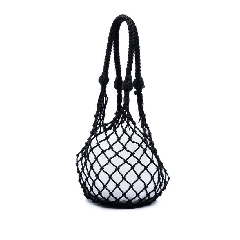 Prada Mesh and Leather Bucket Bag Black Polyester Very good condition - Back View