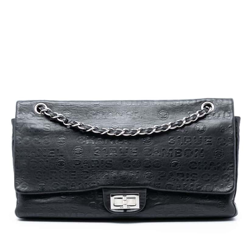 Chanel Maxi Embossed Calfskin 31 Rue Cambon Reissue 2.55 Double Flap Black Leather Very good condition - Front View