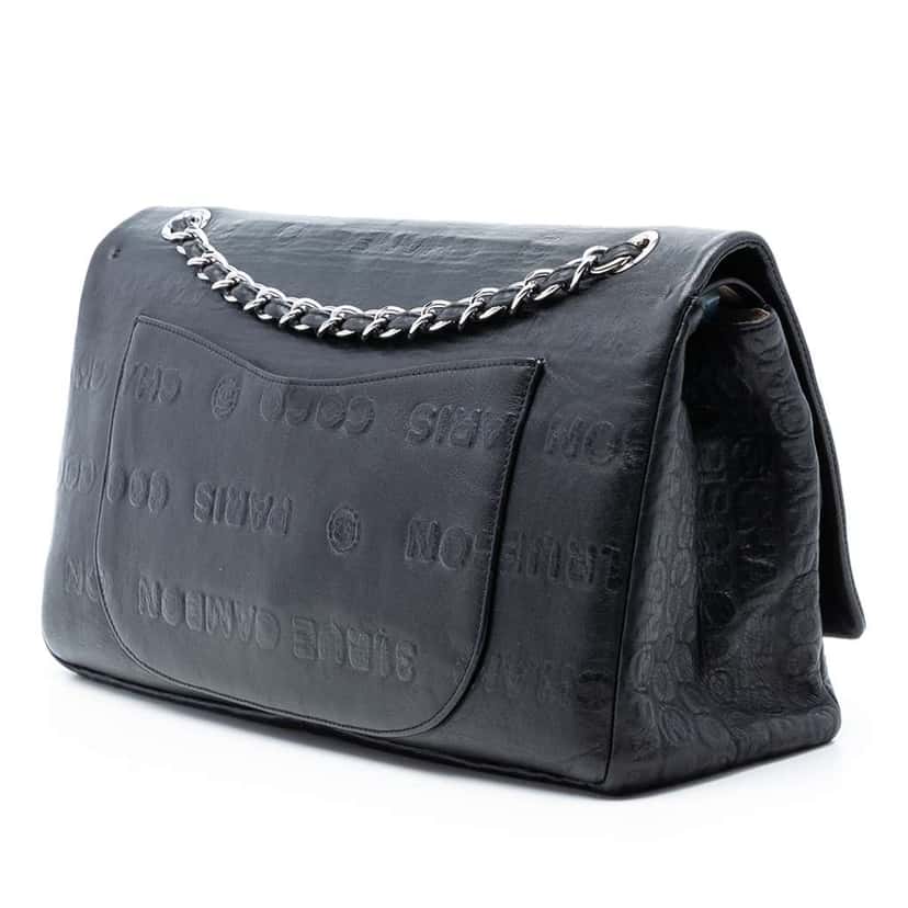Chanel Maxi Embossed Calfskin 31 Rue Cambon Reissue 2.55 Double Flap Black Leather Very good condition - Back View