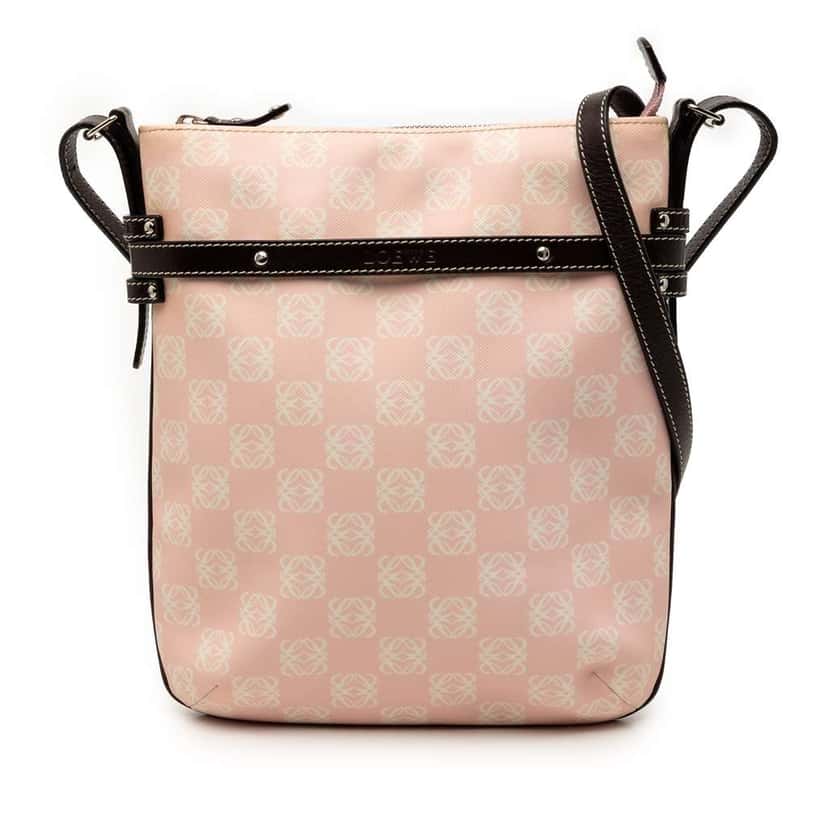Loewe Anagram Coated Canvas Crossbody Pink Canvas Very good condition - Front View