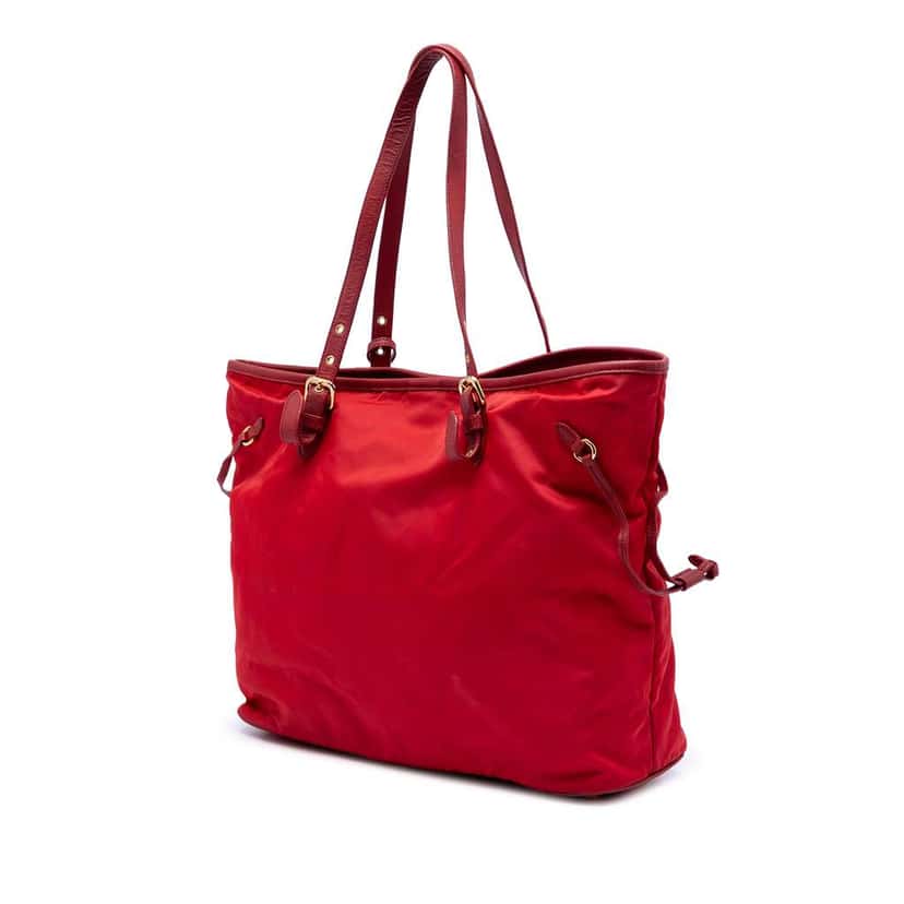 Prada Saffiano Trimmed Tessuto Tote Red Very good condition - Back View