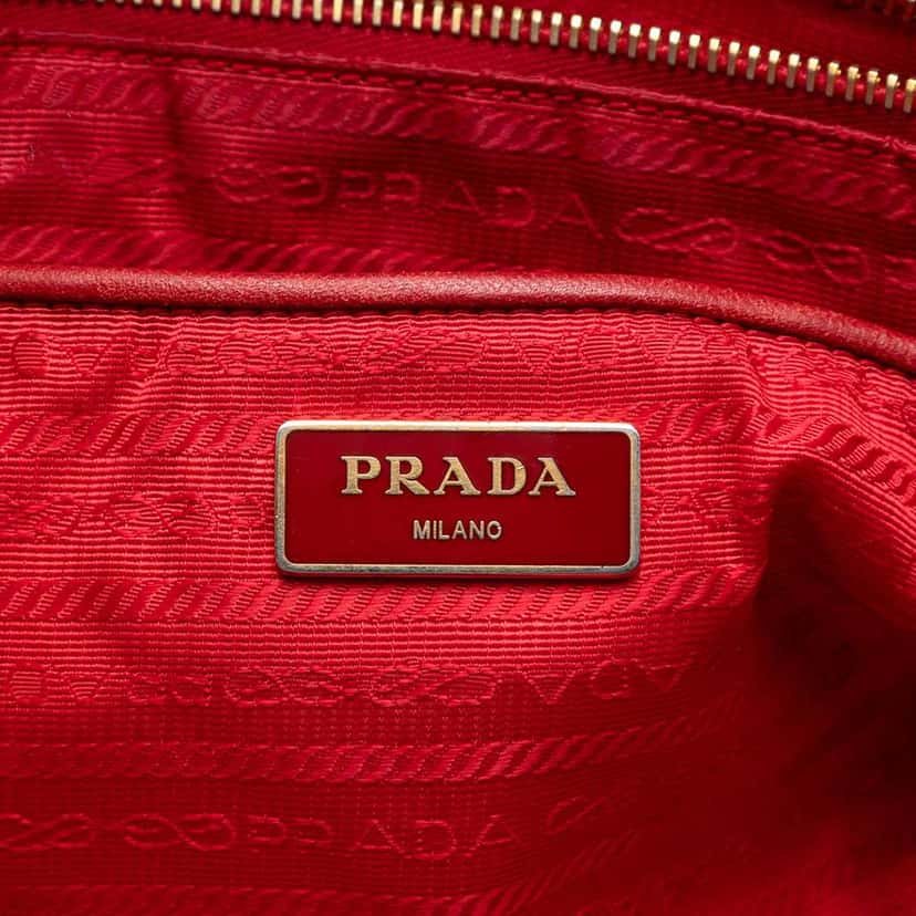 Prada Saffiano Trimmed Tessuto Tote Red Very good condition - Box View