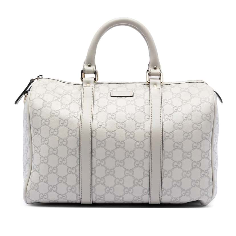Gucci Medium Guccissima Joy Boston Bag White Leather Very good condition - Front View